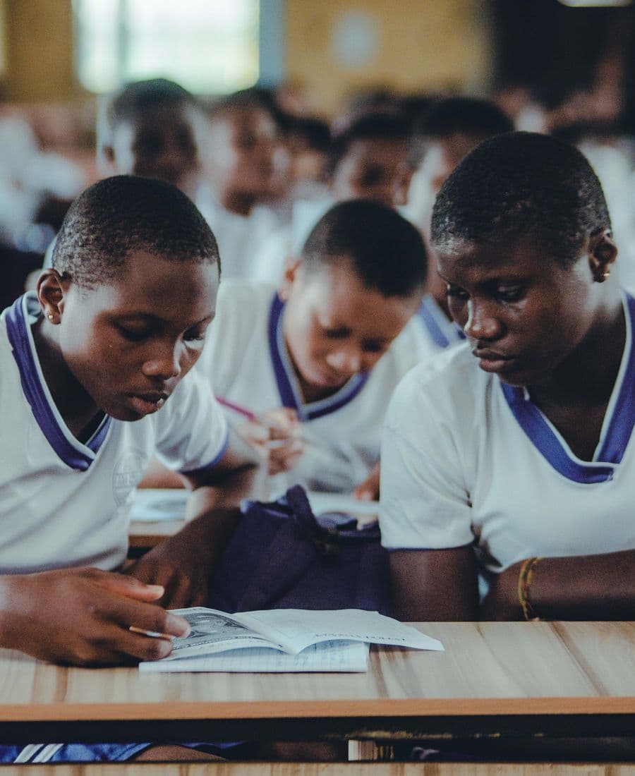 Students studying together in a classroom